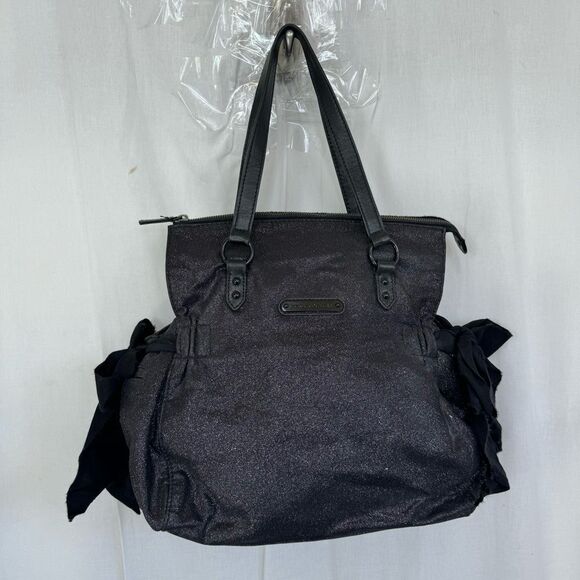 JUICY COUTURE Y2K Black Glitter Tote Shoulder Bag - Picture 3 of 11